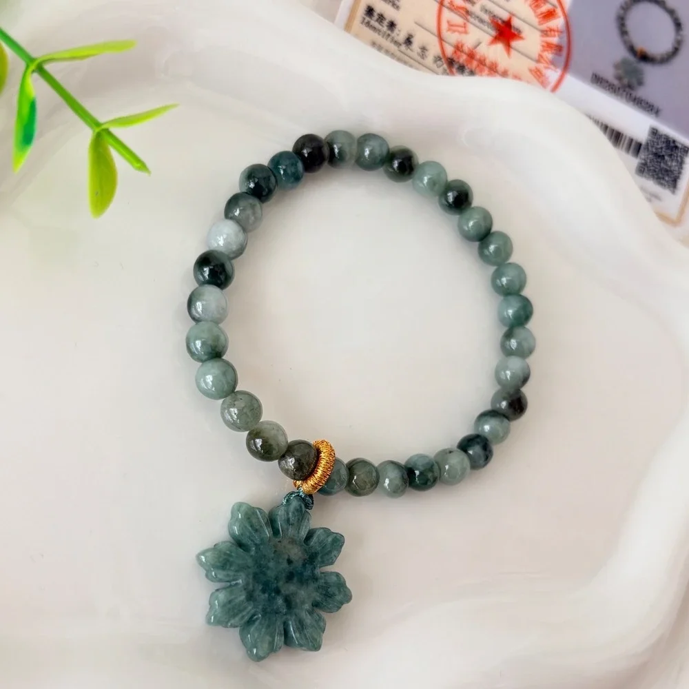 Authentic Jade Beaded Bracelet with Filipino Sun Charm  16.33g